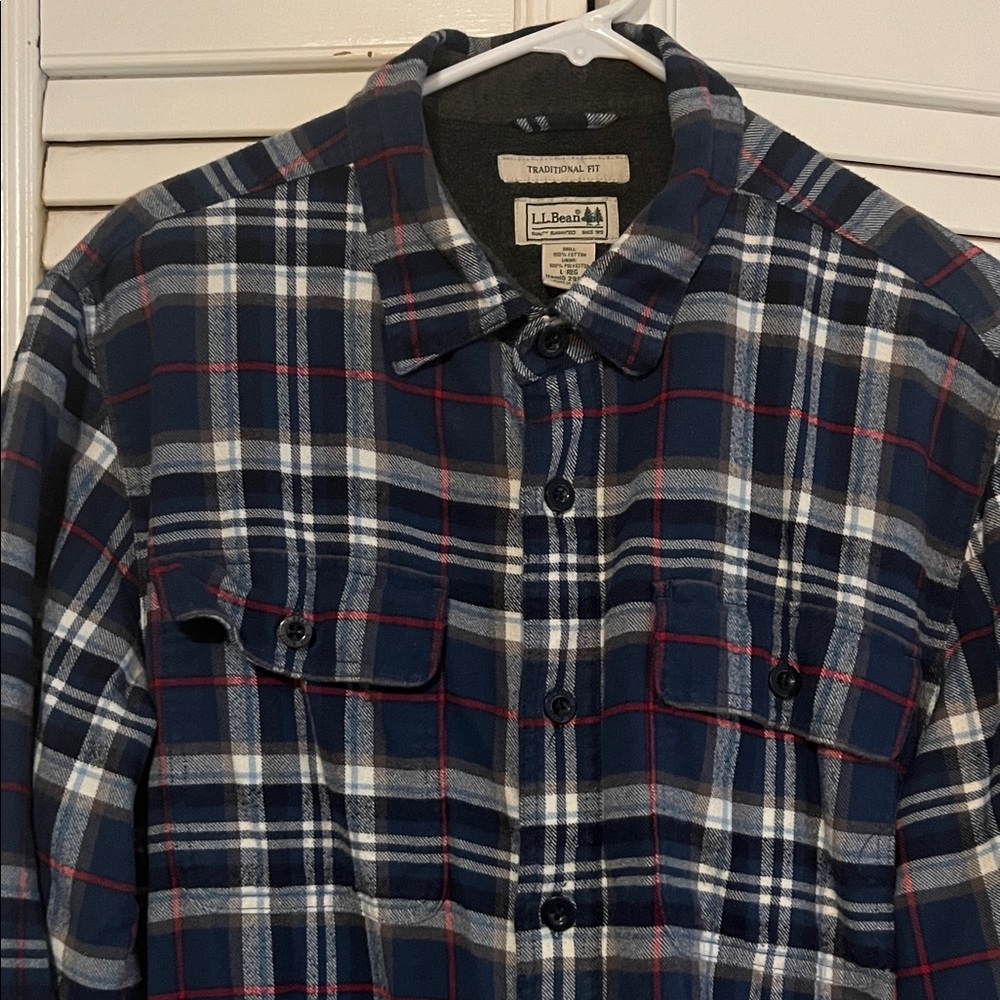 L.L. Bean Navy and Red Plaid Shirt